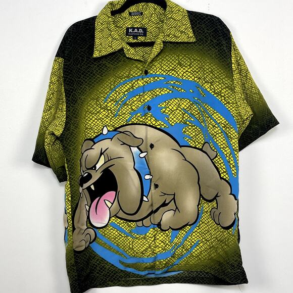 K.A.D Other - Vintage 90's K.A.D Clothing Bulldog Button Up Short Sleeve Shirt
